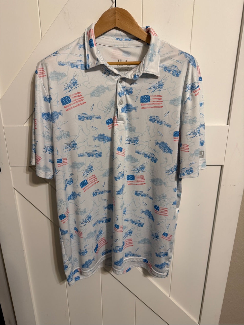 Huk Men’s Performance American Aircraft Polo Shirt White XXLarge Outdoor Fishing